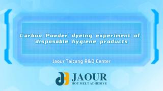 Experimento de teñido de polvo de carbono de productos de higiene desechables.